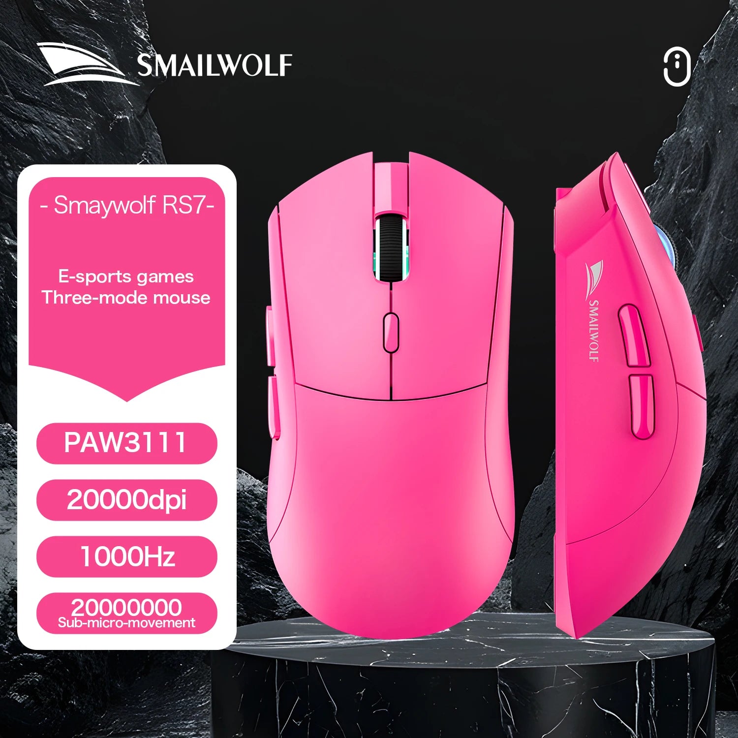 SMAILWOLF RS7 Wireless Gaming Mouse – 20K DPI