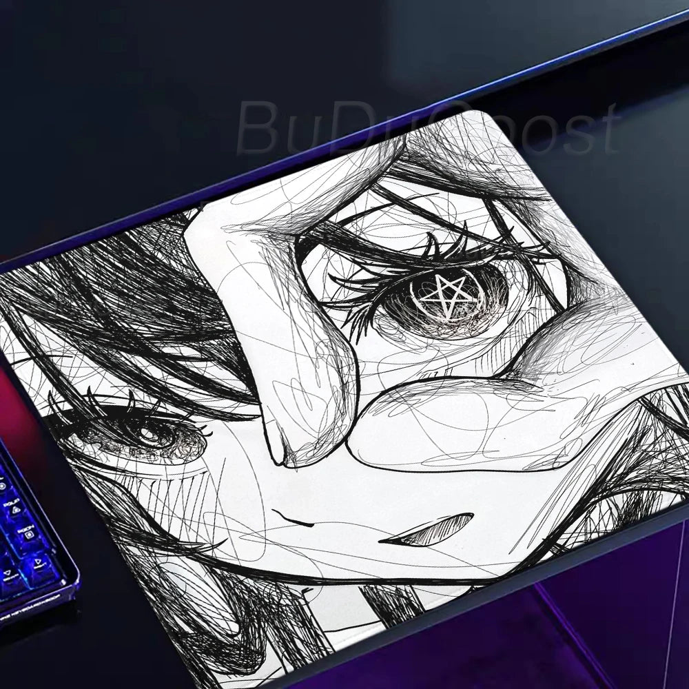 Black & Red Anime Gaming Mouse Pad – Speed E-Sports Desk Mat