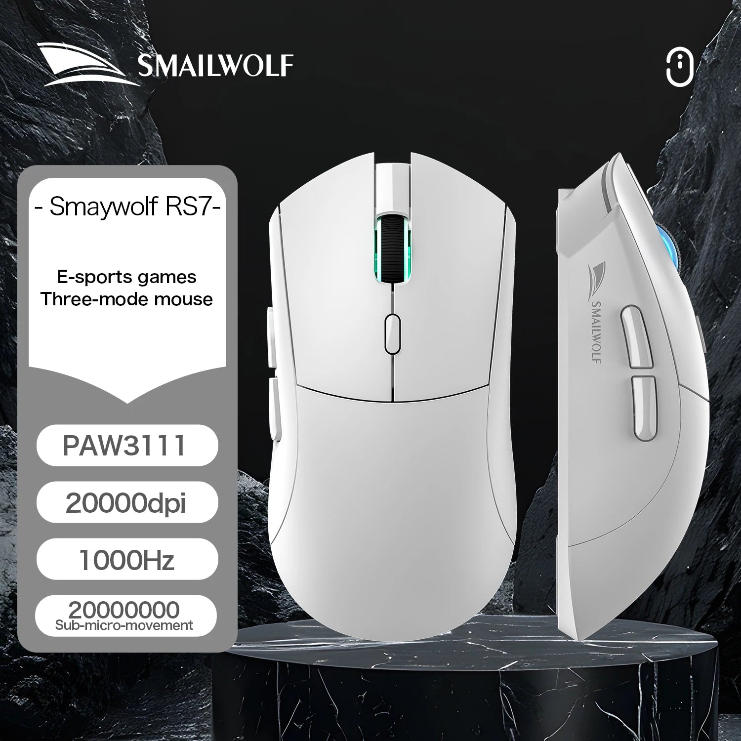SMAILWOLF RS7 Wireless Gaming Mouse – 20K DPI
