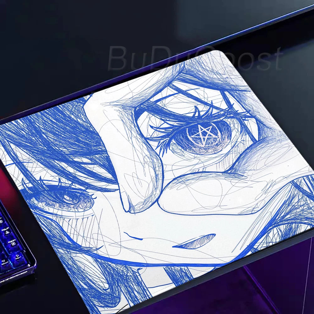 Black & Red Anime Gaming Mouse Pad – Speed E-Sports Desk Mat