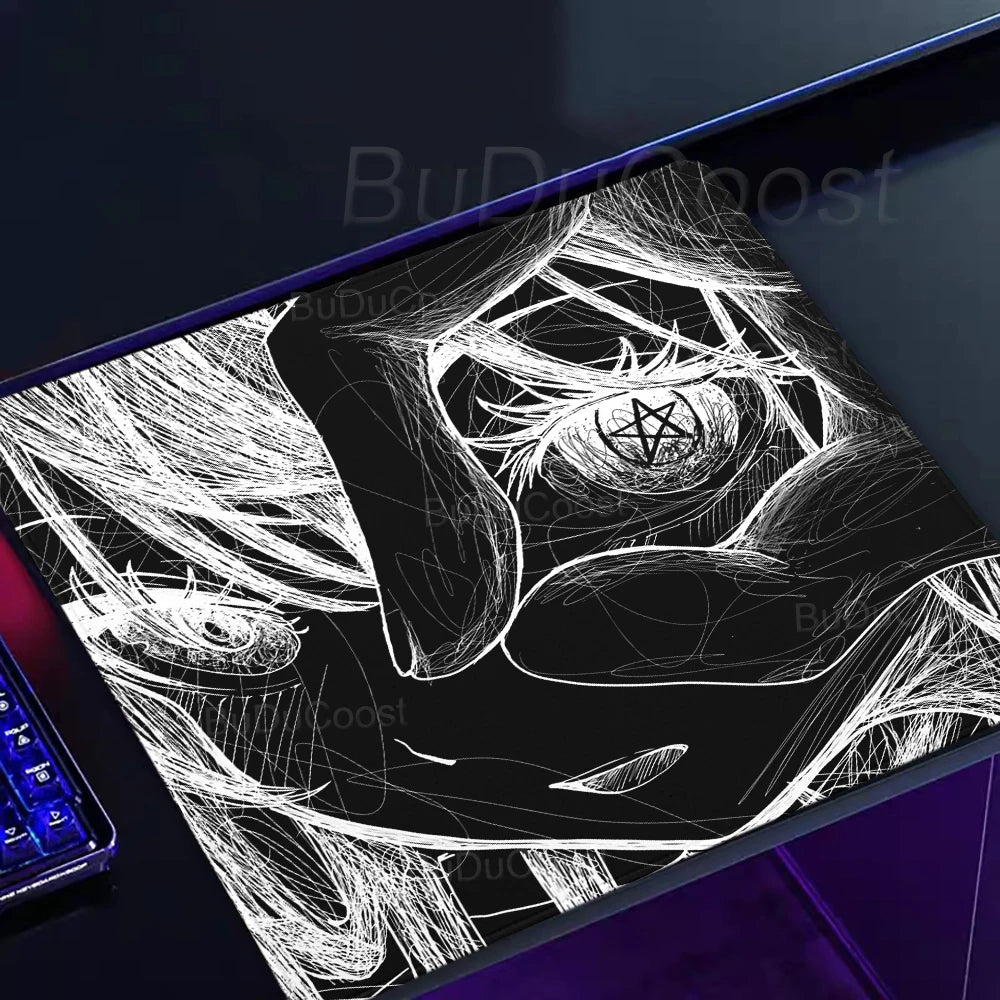 Black & Red Anime Gaming Mouse Pad – Speed E-Sports Desk Mat