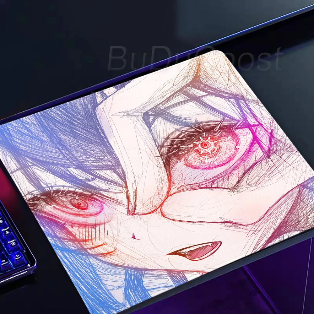 Black & Red Anime Gaming Mouse Pad – Speed E-Sports Desk Mat