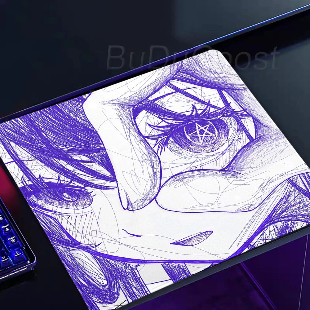 Black & Red Anime Gaming Mouse Pad – Speed E-Sports Desk Mat