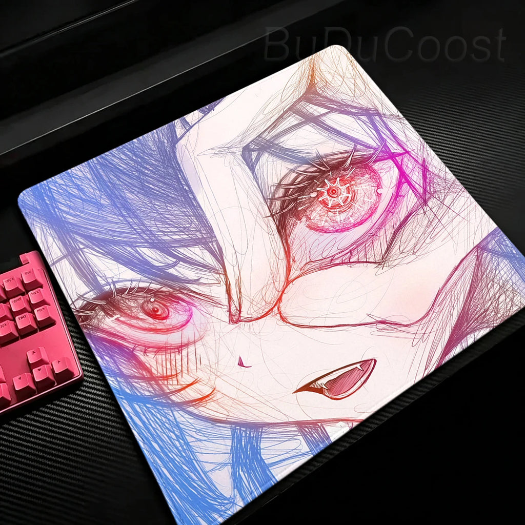 Black & Red Anime Gaming Mouse Pad – Speed E-Sports Desk Mat