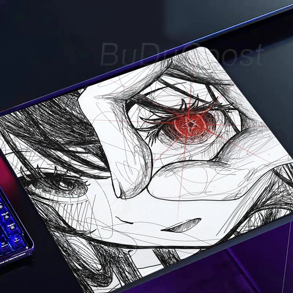 Black & Red Anime Gaming Mouse Pad – Speed E-Sports Desk Mat